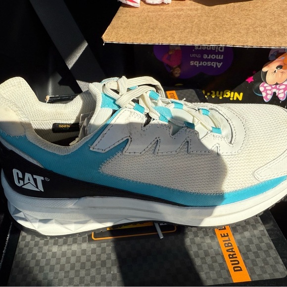 CAT CATERPILLAR STREAMLINE RUNNER CCT  BRIGHT EH WHITE & BLUE SNEAKERS SIZE 7 - Picture 5 of 6